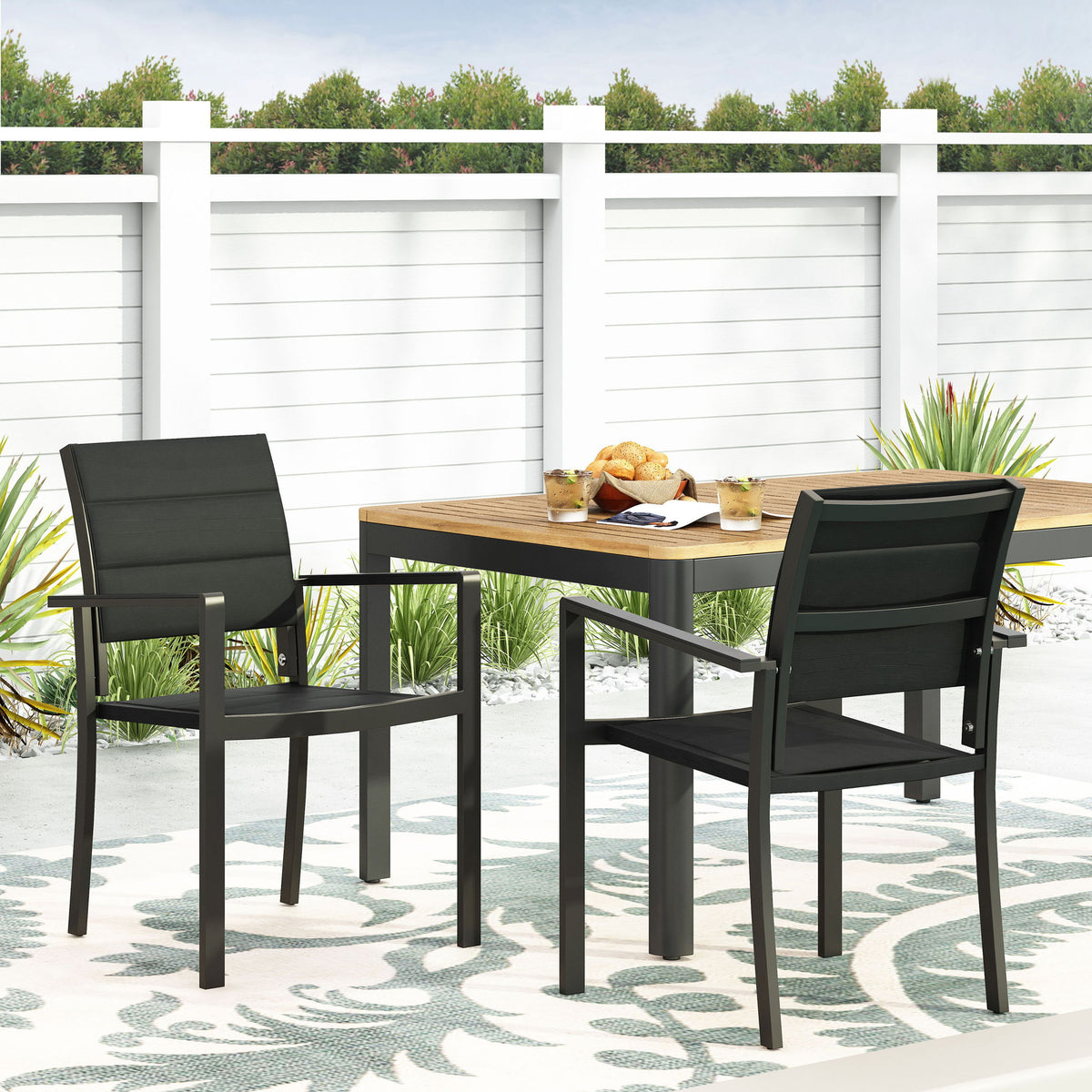 Baird - Outdoor Mesh And Aluminum Dining Chairs - Black