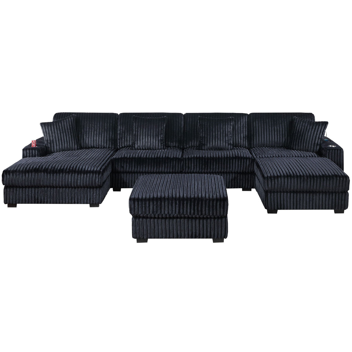 Contemporary Style Modular Sectional Sofa Set With USB, Cup Holder