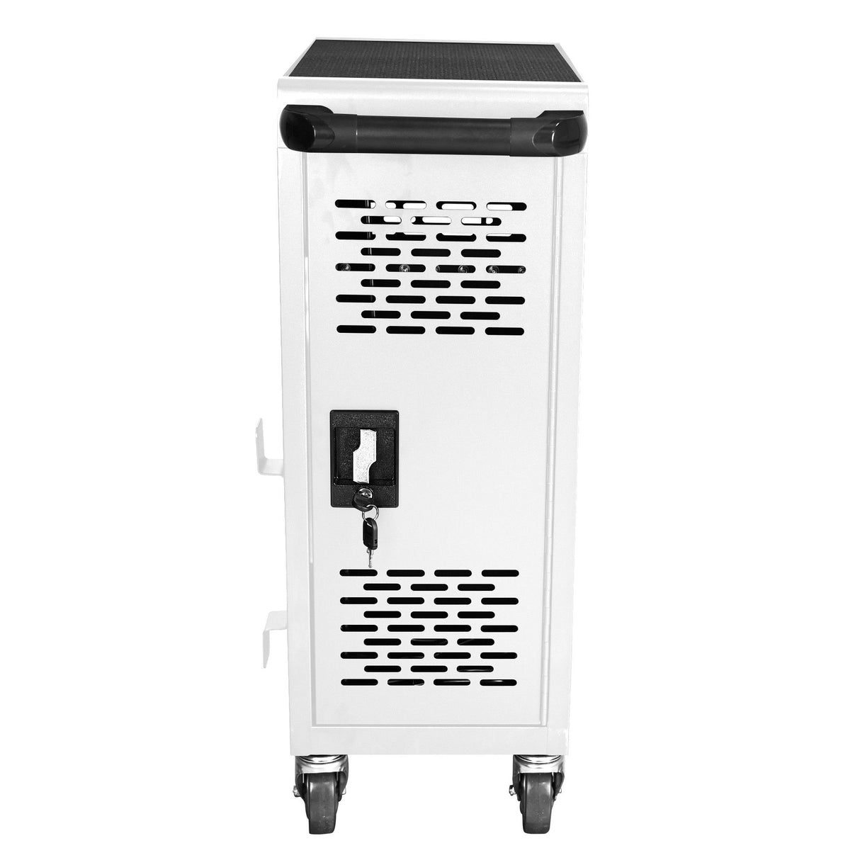 16 Bay Mobile School Charging Cart Station For Chromebook, Tablet And Laptop Computer With Power Strip Included - White