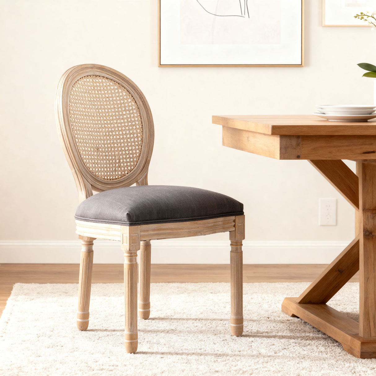 French Country Dining Chairs & Round Back (Set of 2)