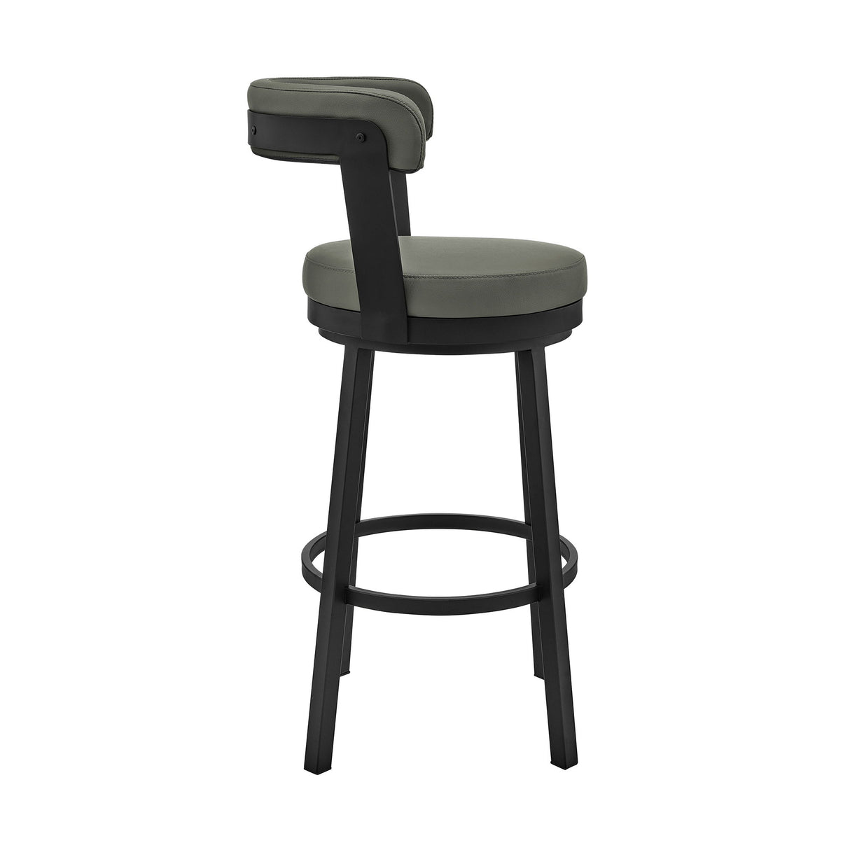 Bryant - 26" Counter Height Swivel Bar Stool - Black Finish And Gray Faux Leather