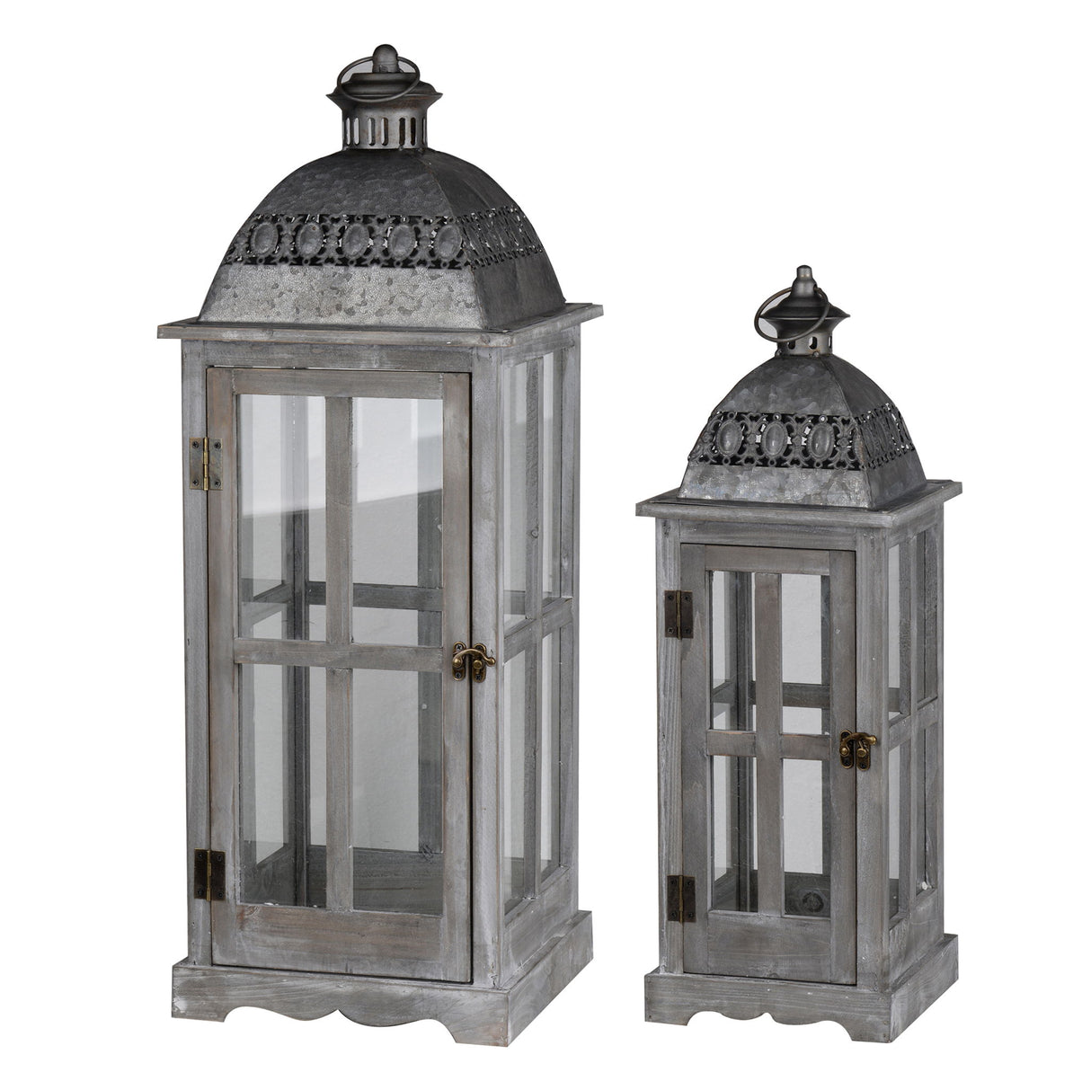 Wooden Candle Lantern Decorative, Hurricane Lantern Holder Decor For Indoor Outdoor, Home Garden Wedding - Gray - Lanterns - Alpine Outlets