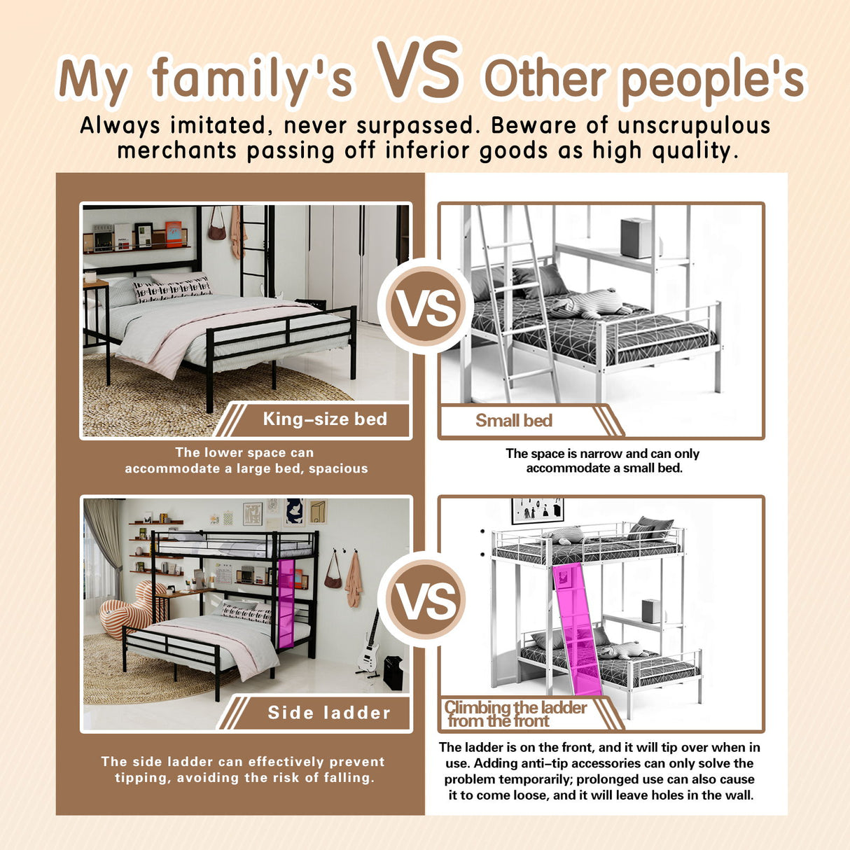 Bunk Bed With Built In Desk & Guardrail Frame