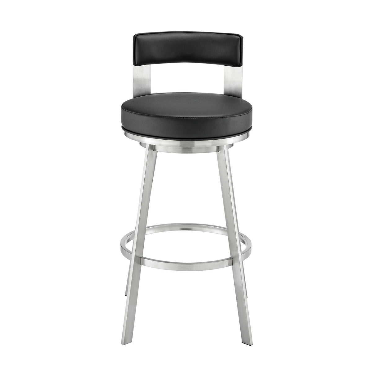 Lynof - Swivel Bar Stool - Brushed Stainless Steel Finish