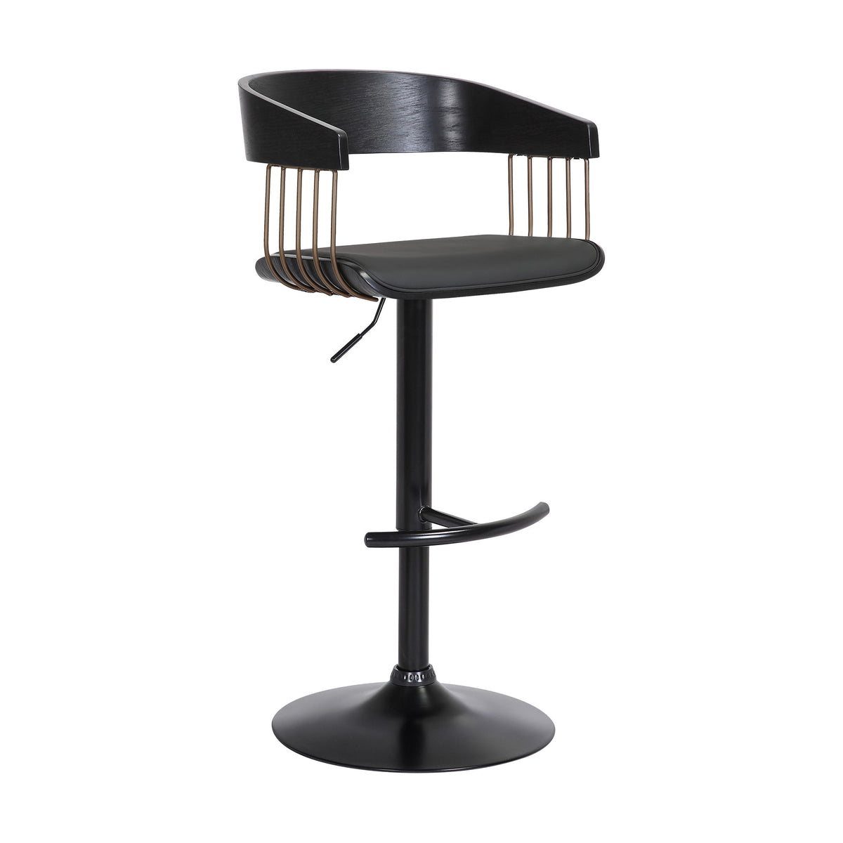 Larisa - Adjustable Wood Bar Stool - Black