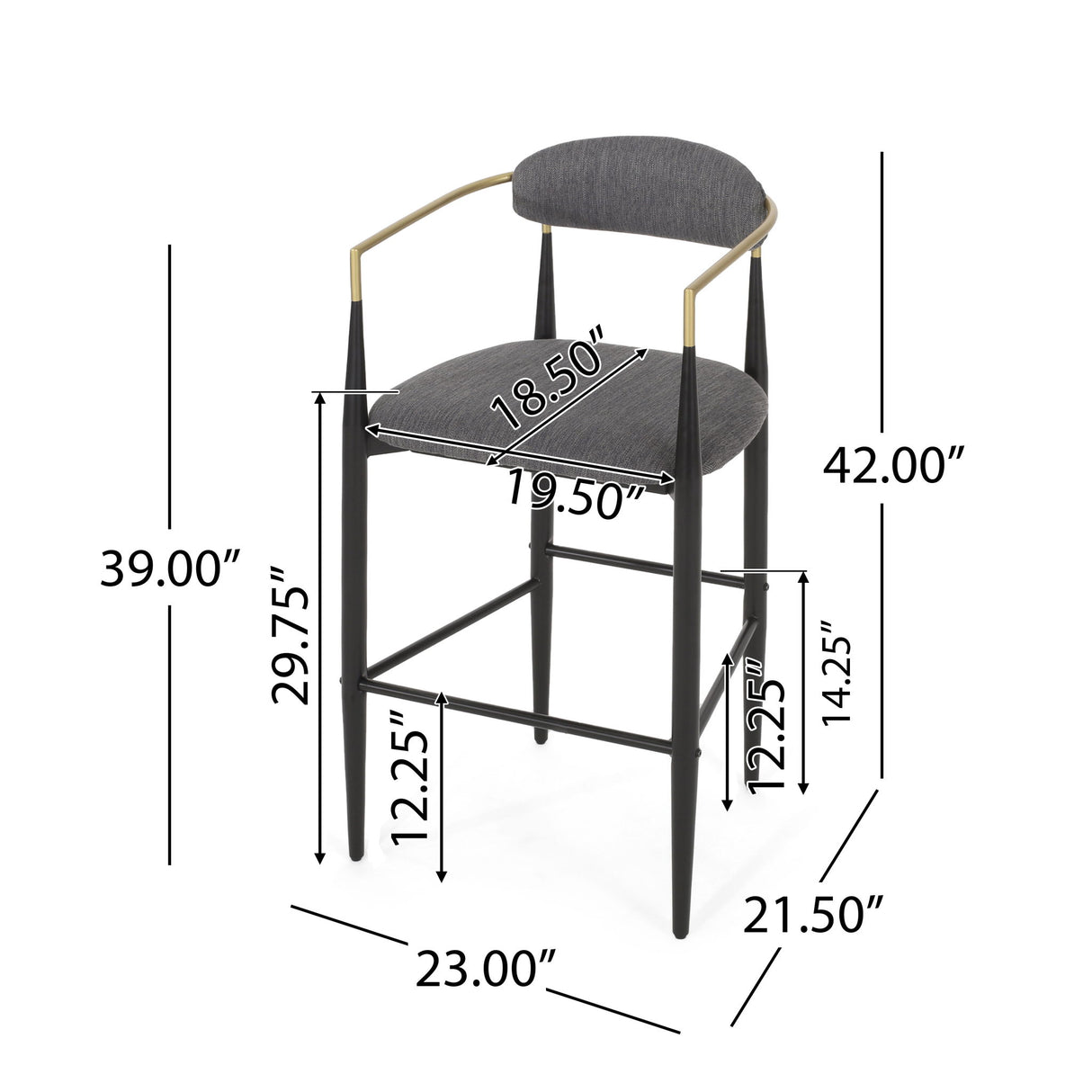 Upholstered Bar Stools With Backs For Kitchen Island (Set of 2)