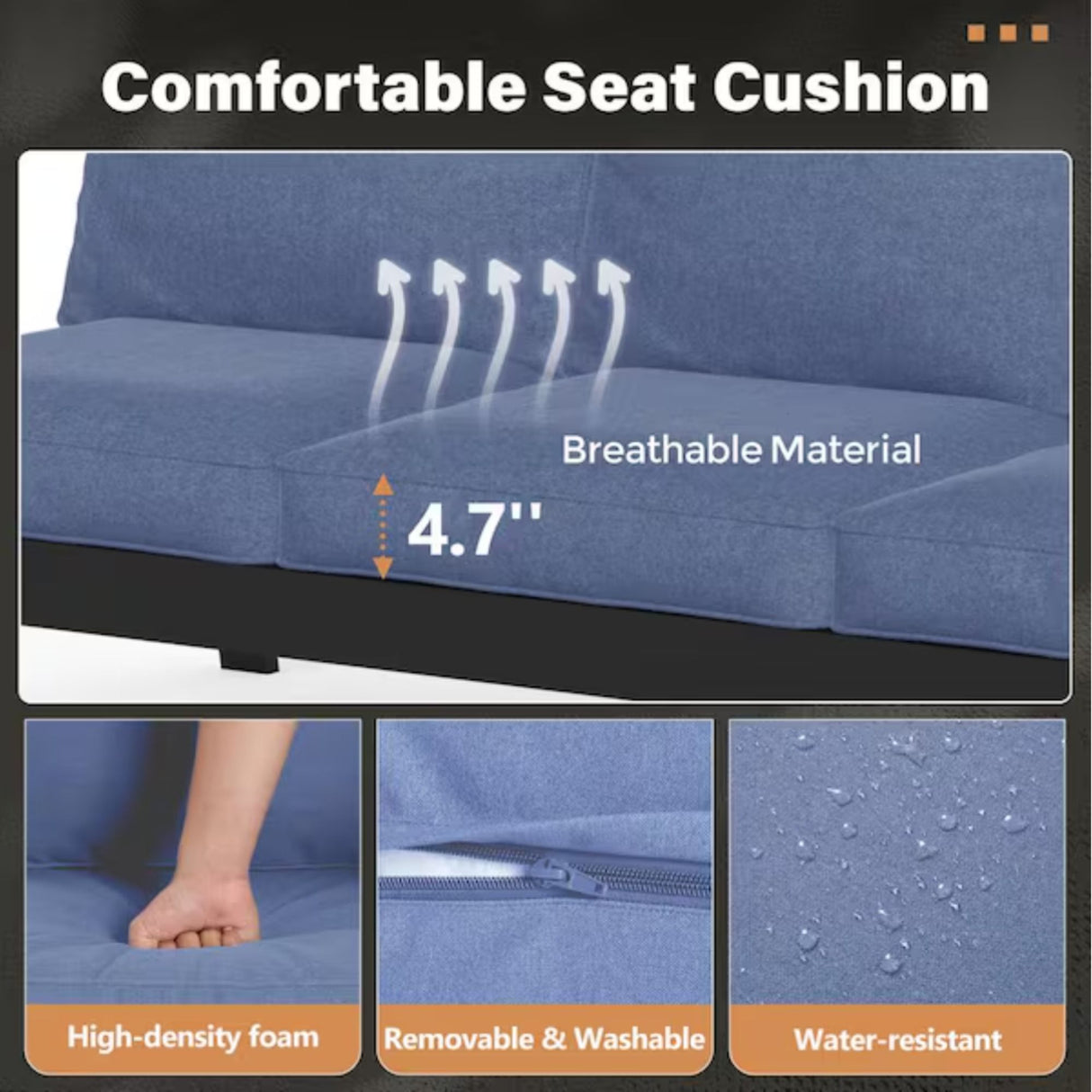 3 Seat All-Weather Patio Sofa With Cushions