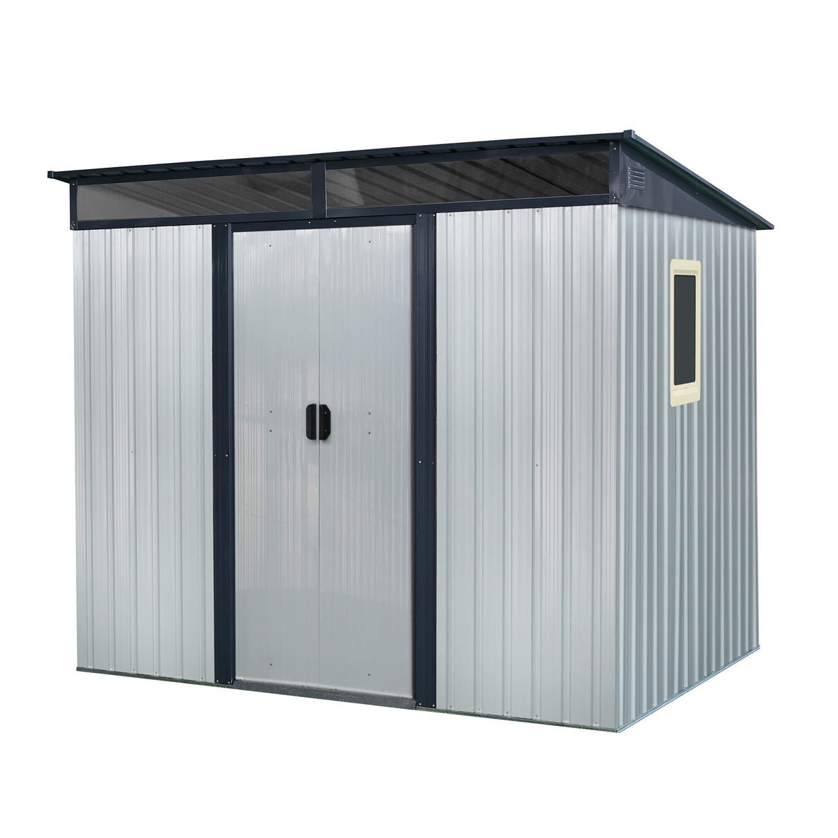 Outdoor Metal Storage Shed Garden Building with Window in Galvanized Steel
