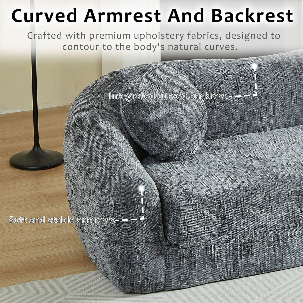 Curved Convertible Sofa, 2 In 1 Frameless Folding Sofa Bed With Pull Out Base And Deep Seat