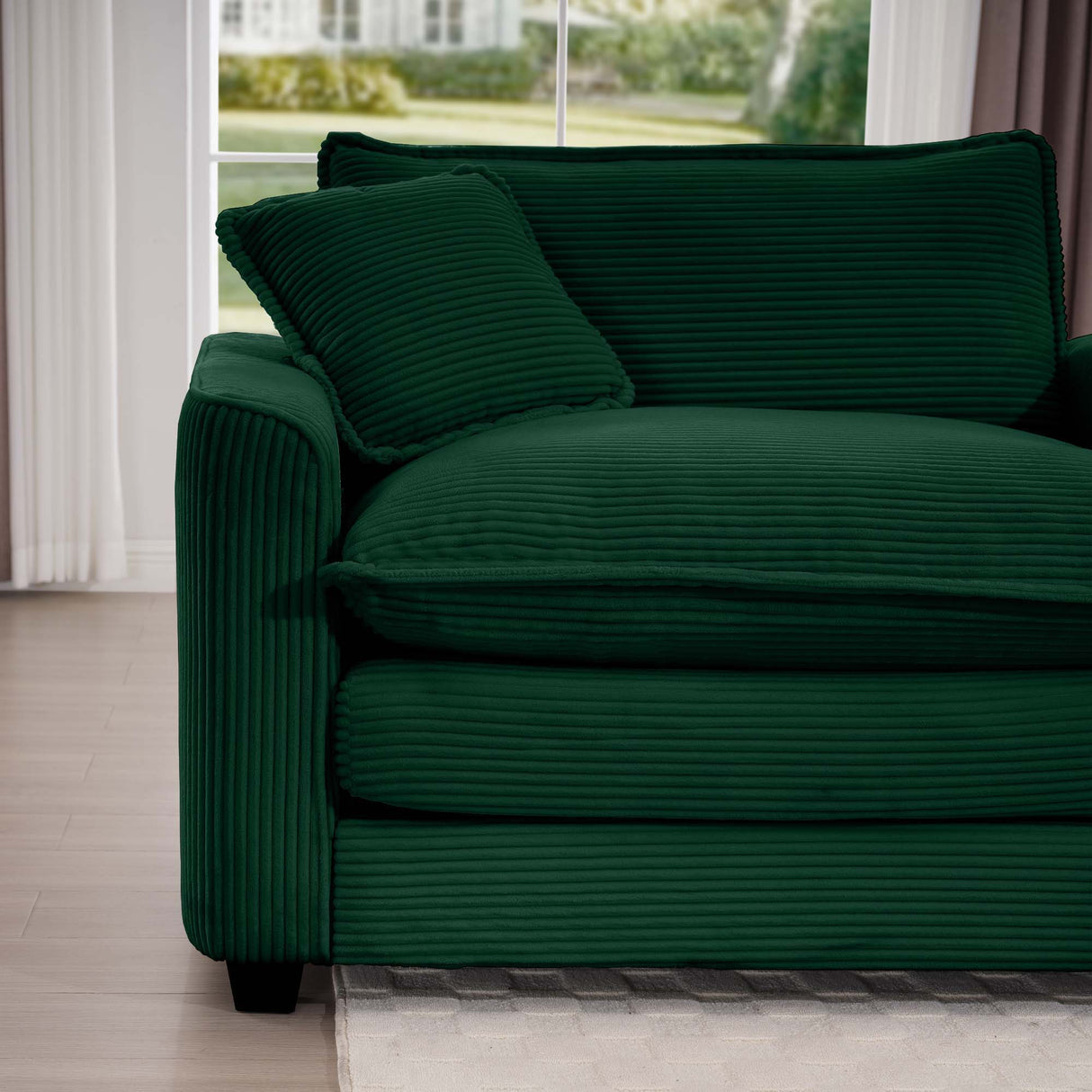 Modern 2 Seater With 4 Pillows, Upholstered Deep Seating Loveseat
