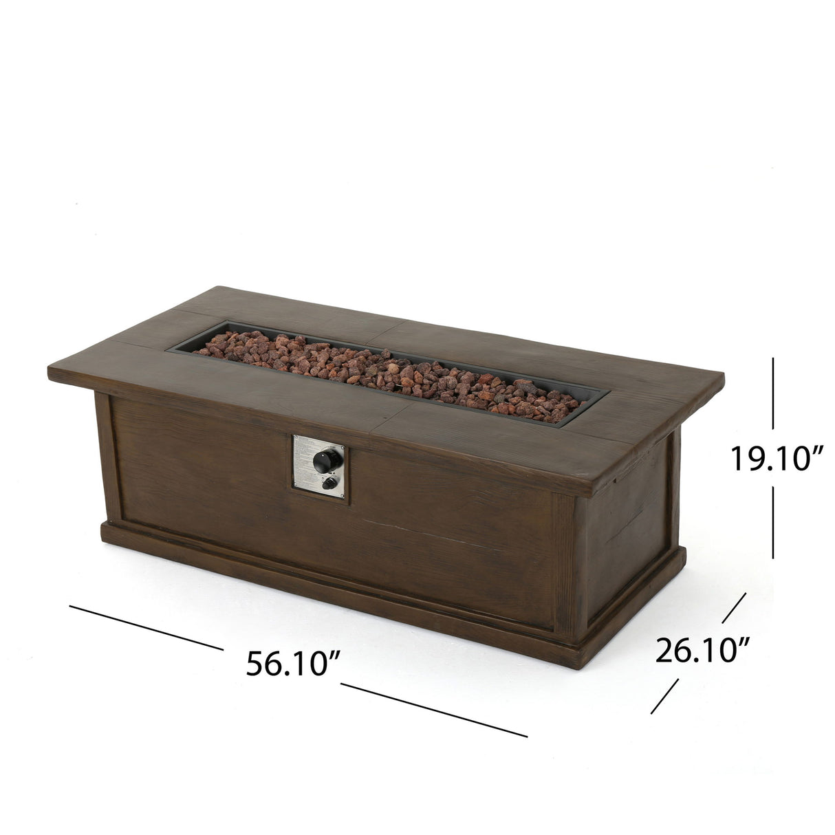 Transitional Rectangular Outdoor Propane Fire Pit Table 56x19in