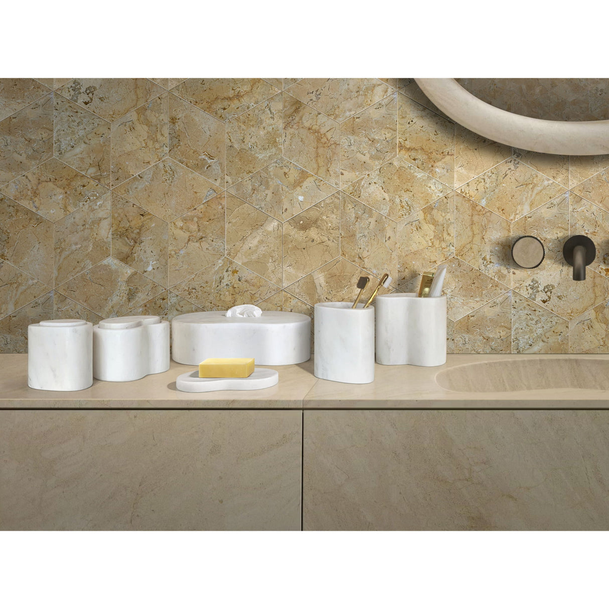 Elegant Natural Marble Bathroom Accessories Set