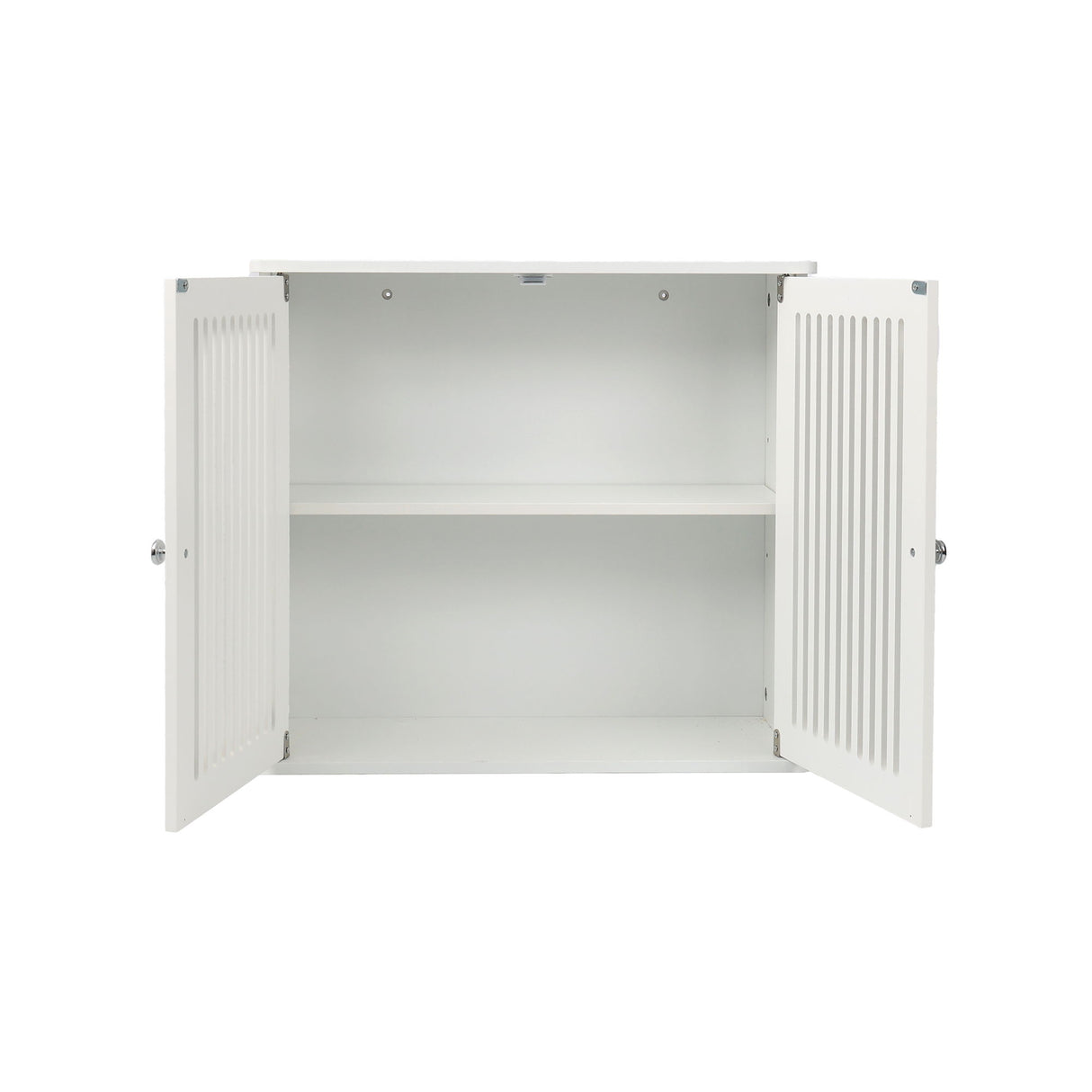 Louvered Double Door Wall Mounted Bathroom Cabinet - White
