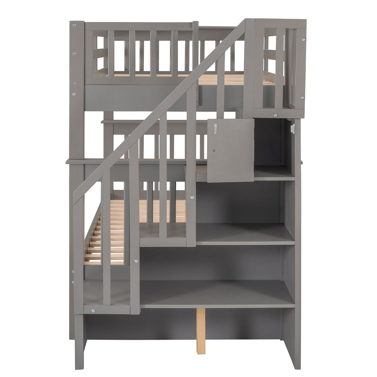 Stairway Bunk Bed & Storage And Guard Rail For Bedroom