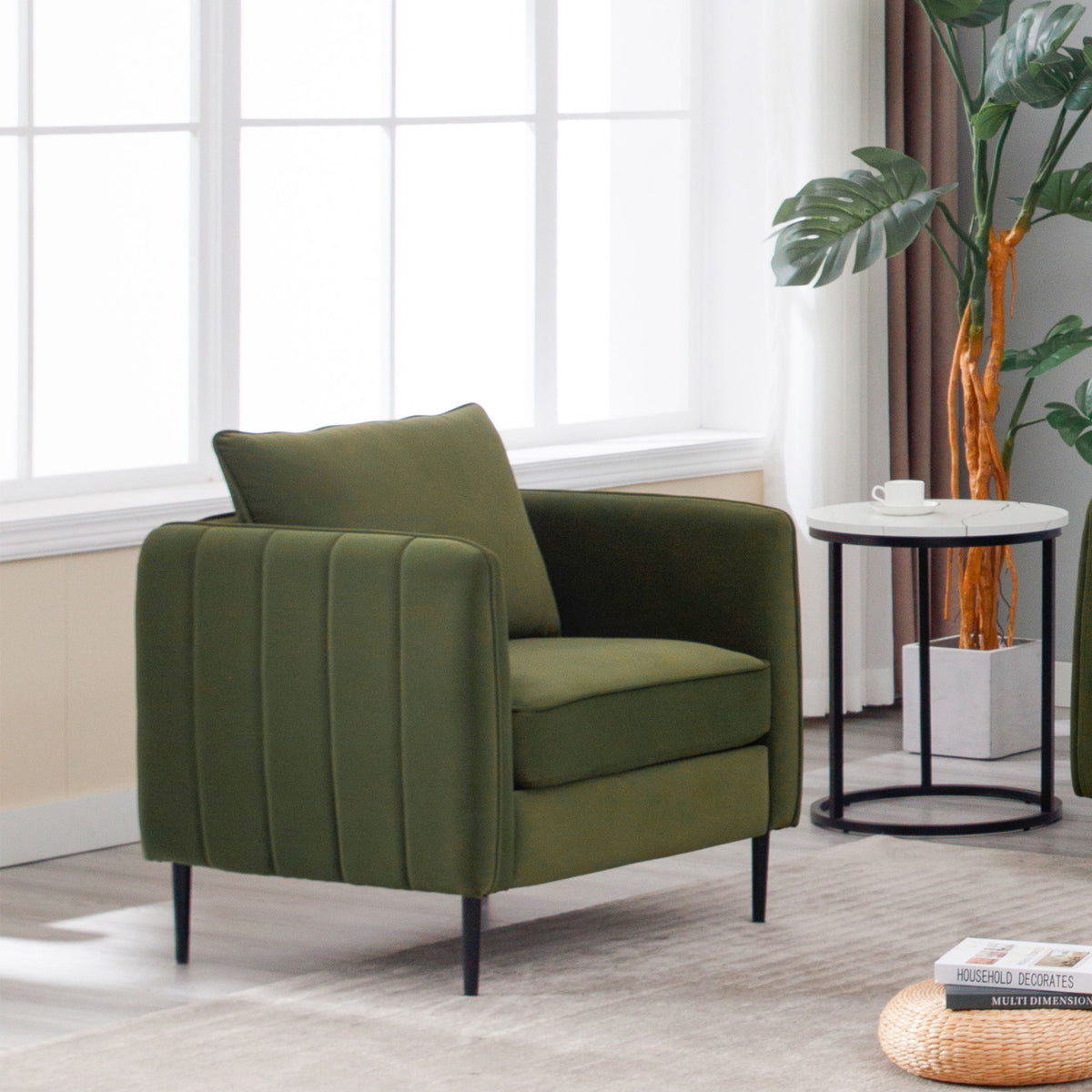 Accent Chair With Pillow For Living Room - Green
