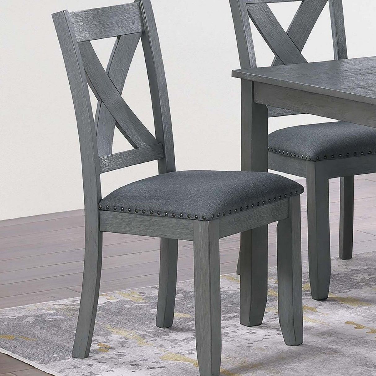 7 Piece Dining Room Furniture, Table And 6 Chairs Set - Gray