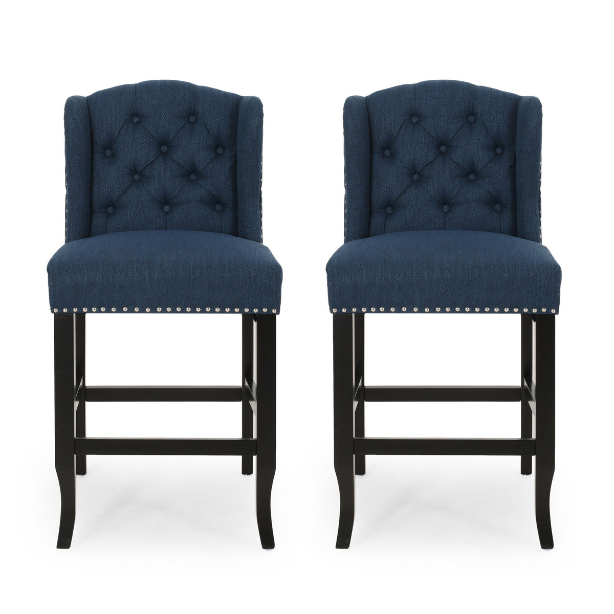 Vienna - Fabric Tufted Counter Stool With Nailhead Accents (Set of 2)