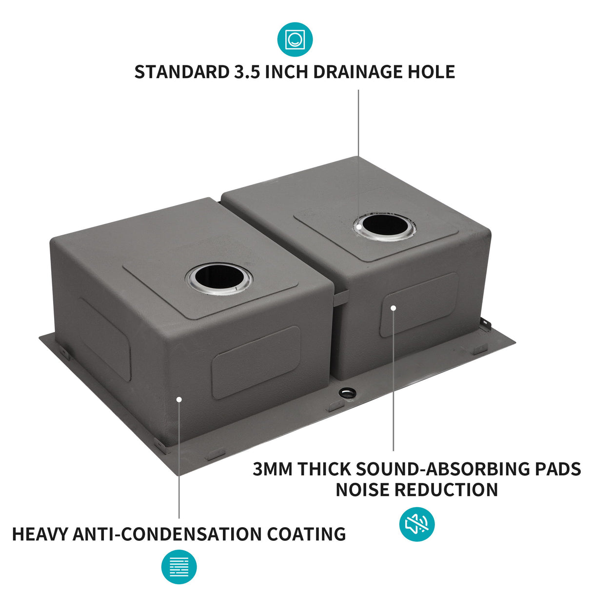 Double Bowl Drop In Sink, Stainless Steel With 50 / 50 Basins 18 Gauge - Brushed Nickel