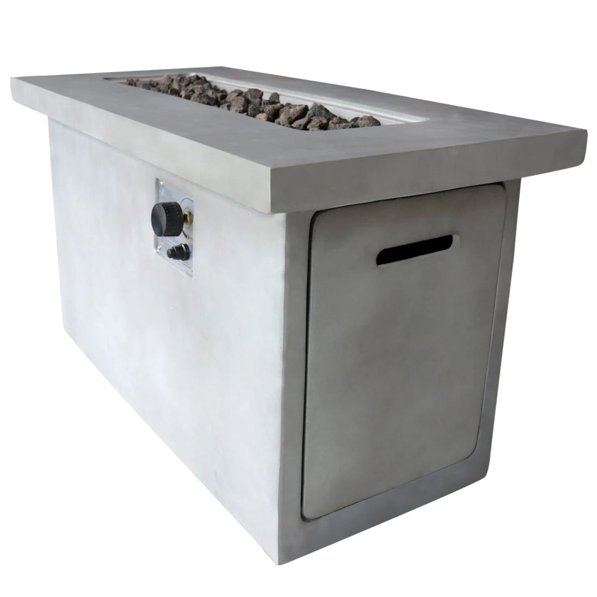 Propane Gas Outdoor Fire Pit Table Weather Resistant Cement 42x24in