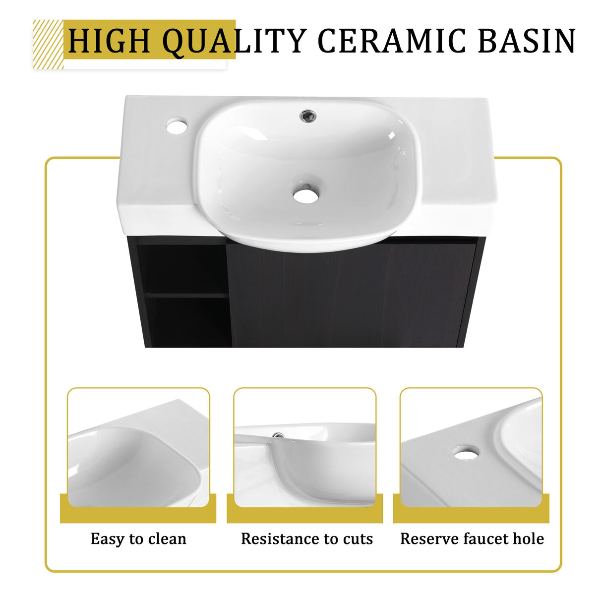 Freestanding Bathroom Vanity With Sink, Soft Close Door