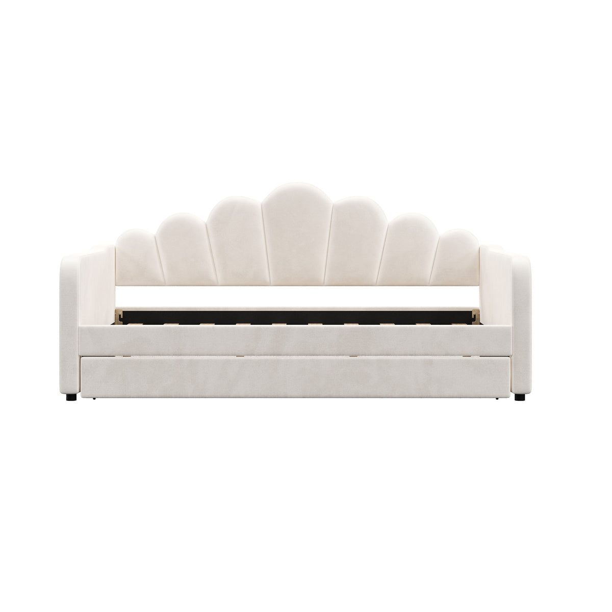 Shell Shaped Upholstered Daybed Frame With Slats