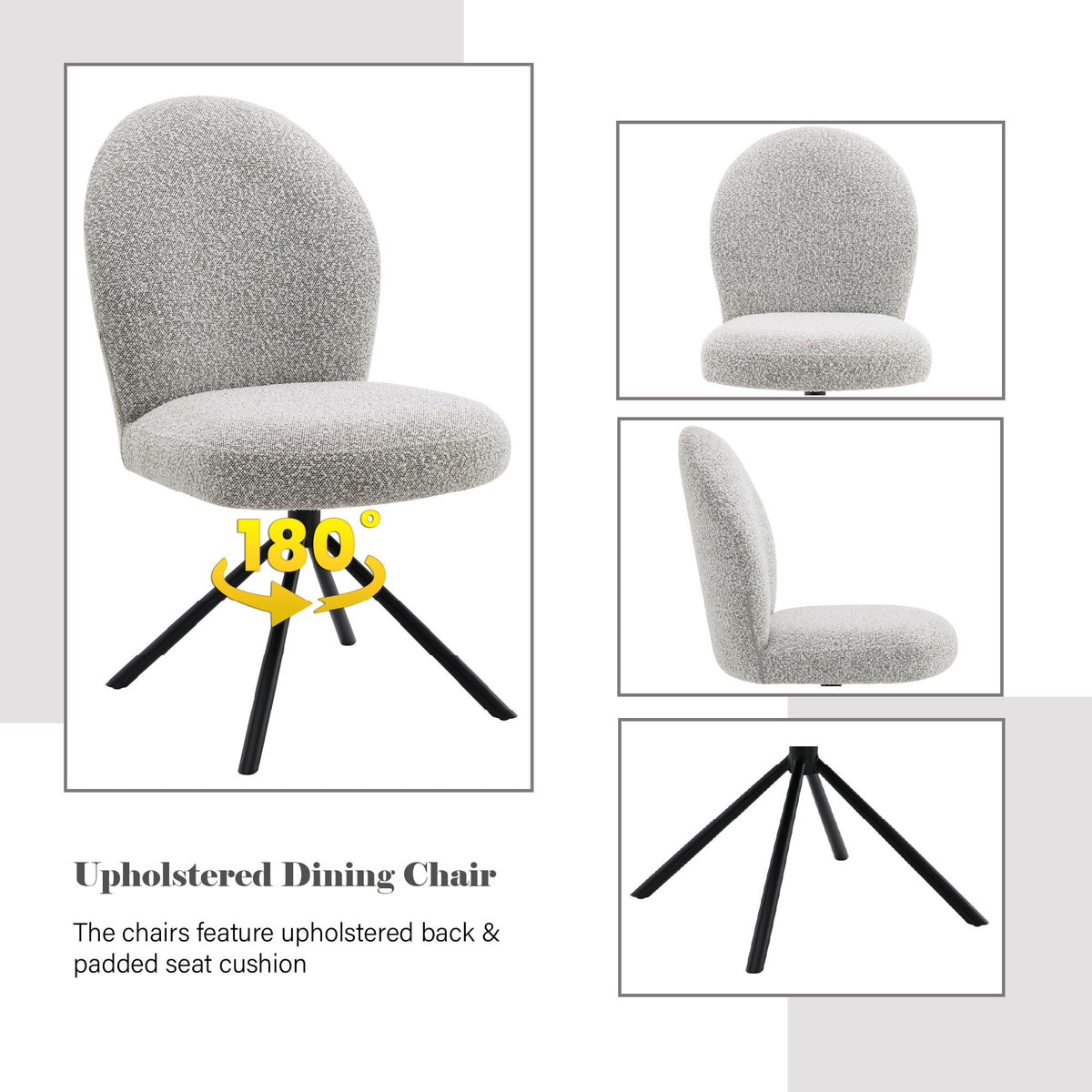Lawton - 7 Pieces Dining Room Set - Black / Gray / Natural