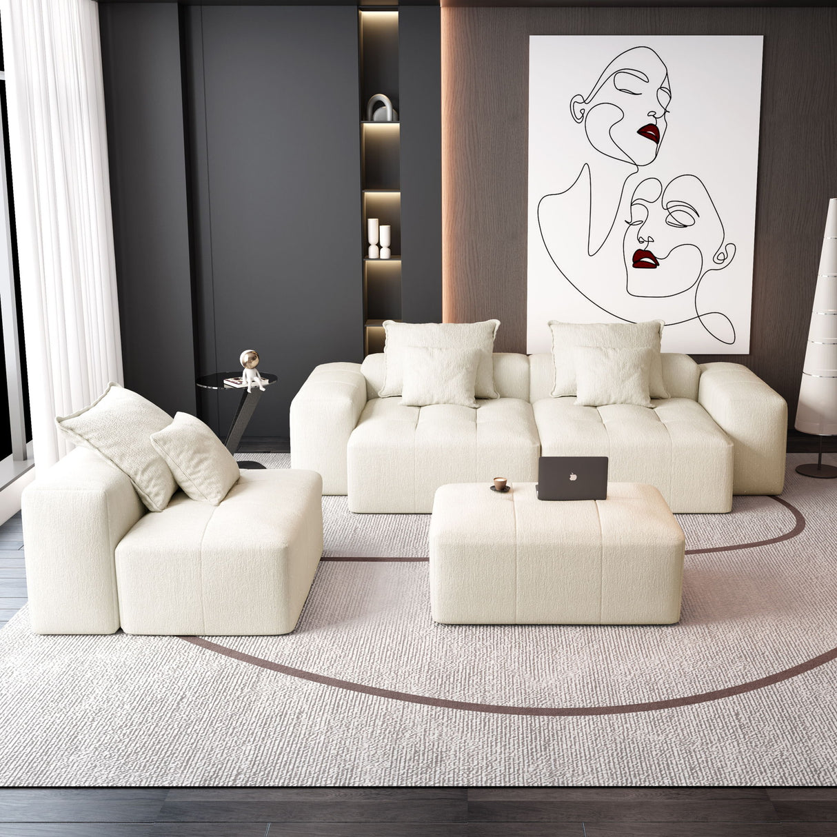 Modern Oversized Diy Combination Modular Sectional Sofa With Pillows