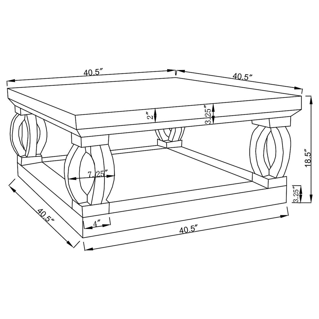 Shannon - Square Coffee Table - Silver
