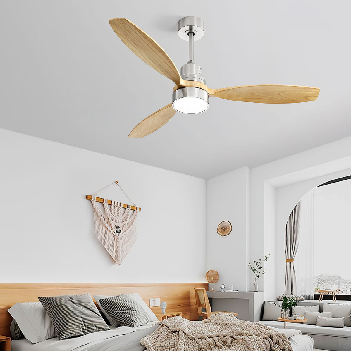 52" Integrated LED Ceiling Fan With Remote Control And Blades For Living Room