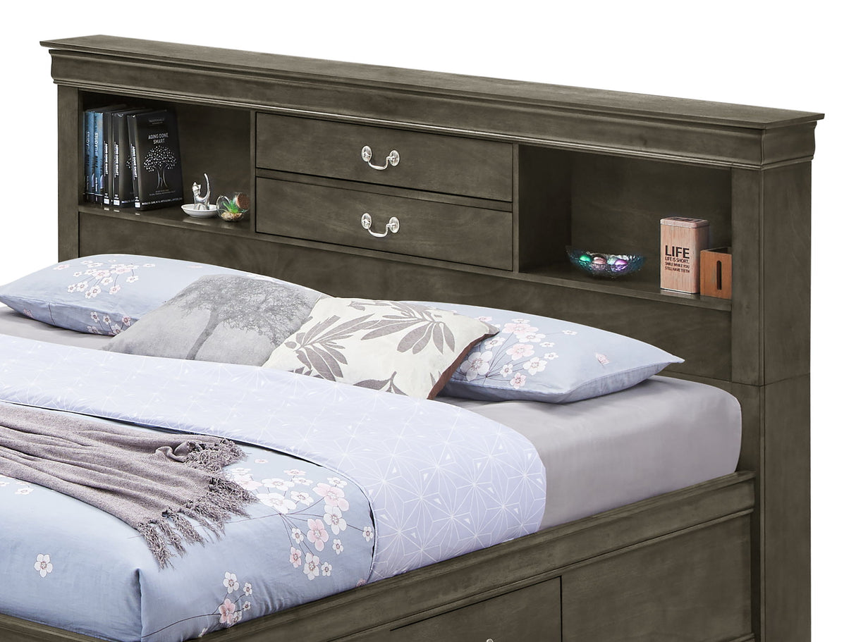 Traditional Style Bookcase Storage Bed