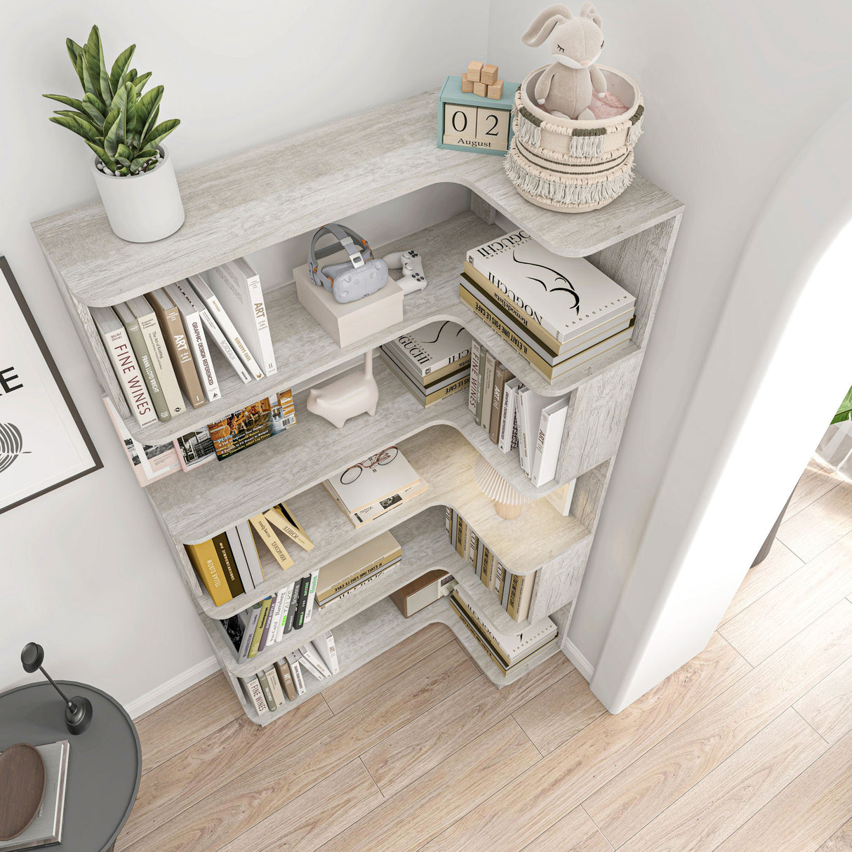 L-Shaped Corner Bookshelf
