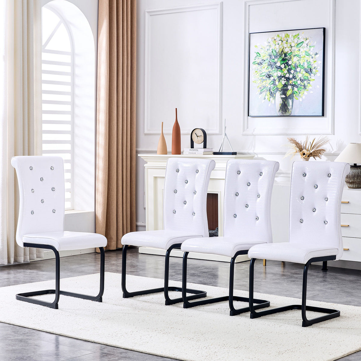 Alligator Skin Upholstered Dining Chairs