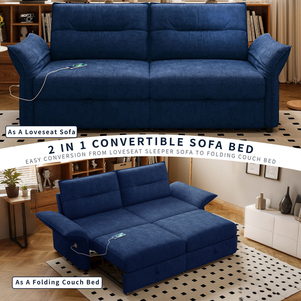 Sofa Bed With Convertible Design, Living Room Furniture