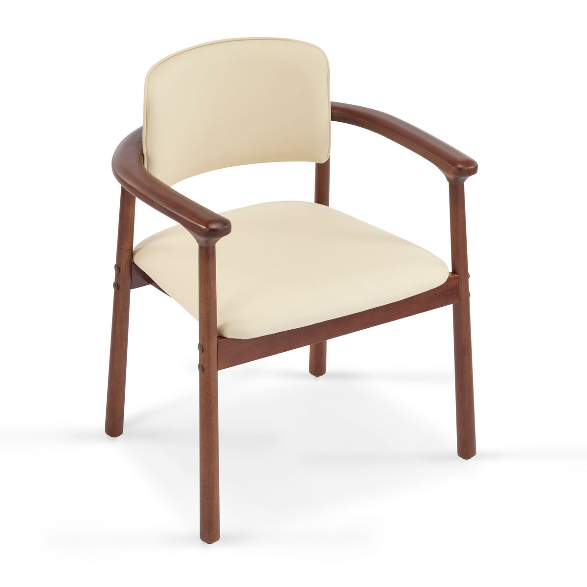 Dining Room Chairs, Ideal For Home & Kitchen (Set of 2) - Beige / Dark Walnut
