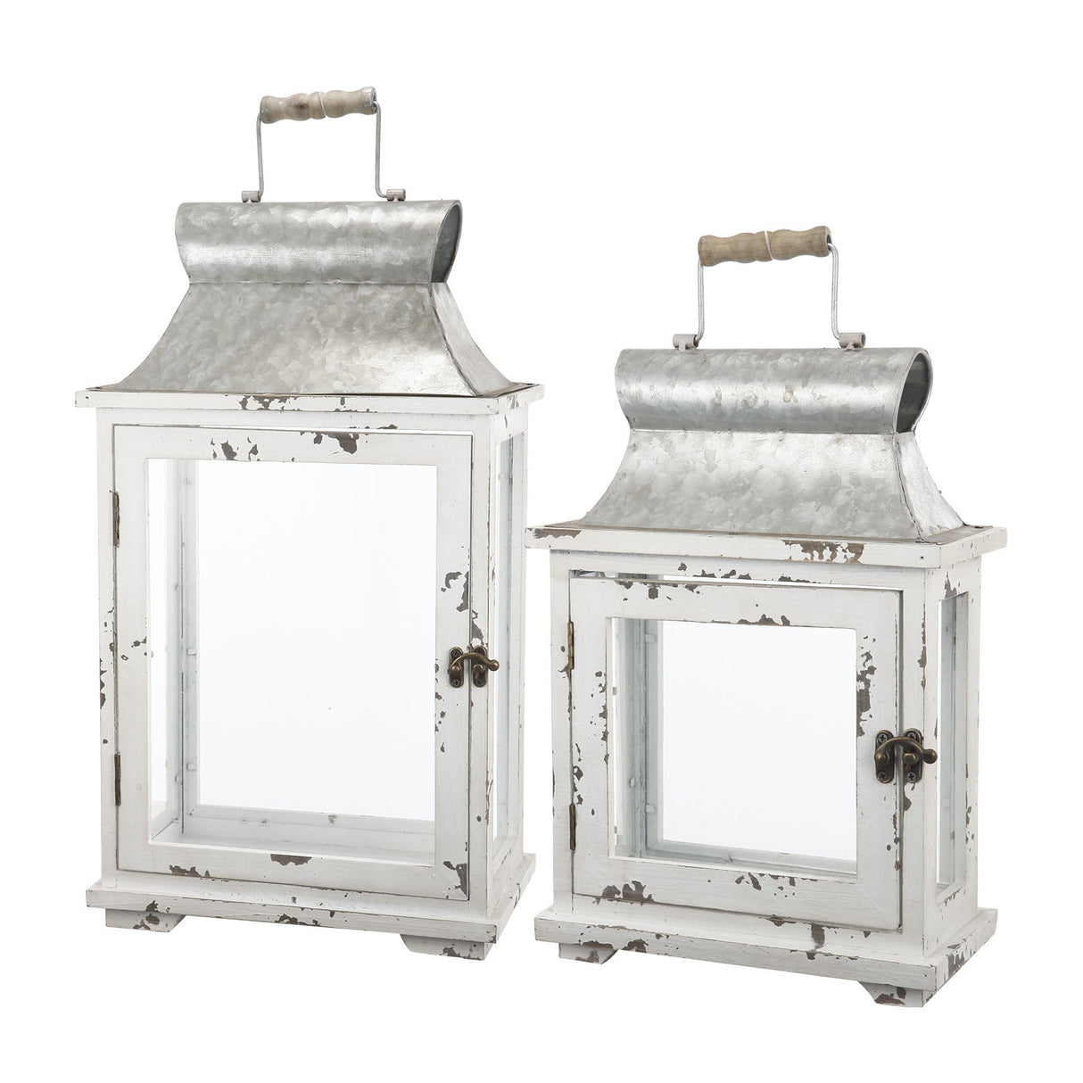 Wooden Candle Lantern Decorative, Hurricane Lantern Holder Decor For Indoor Outdoor, Home Garden Wedding - White - Lanterns - Alpine Outlets