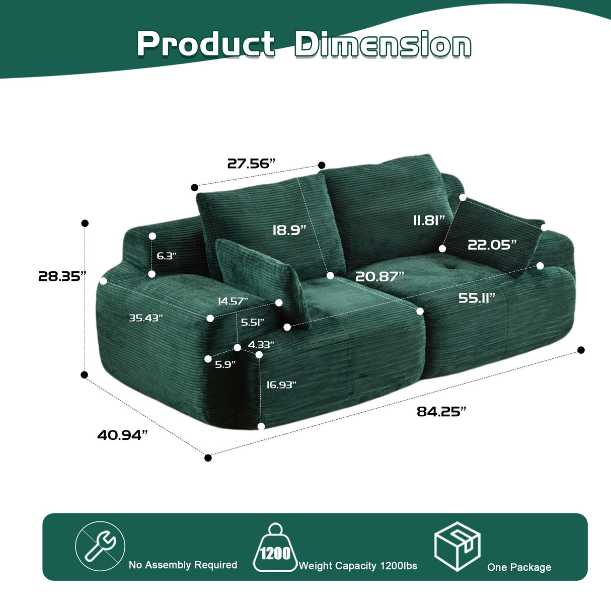 2 Seater Large Sectional Couches For Living Room