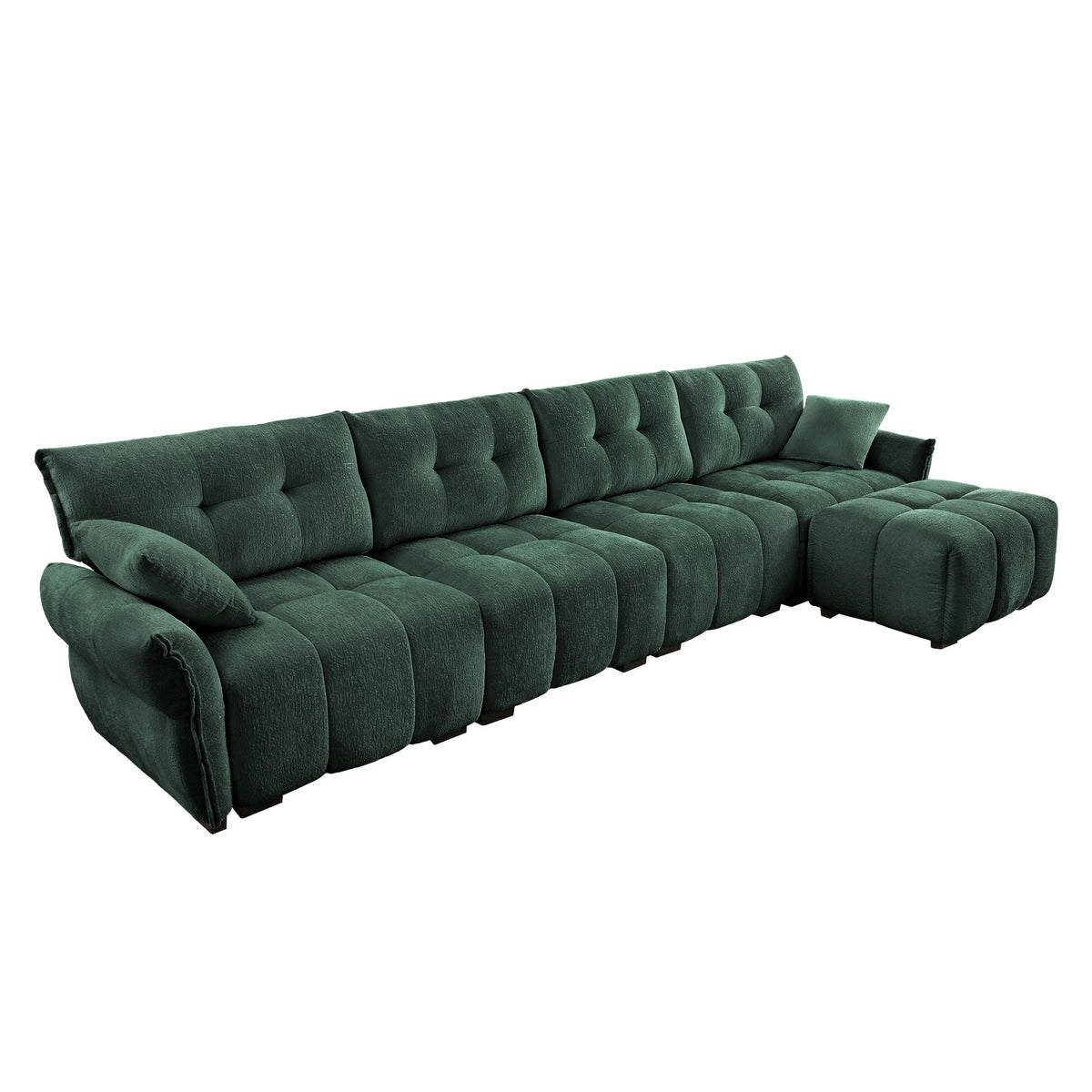 Sofa Set With Ottoman And Pillows, Textured, High Resilience Cushions