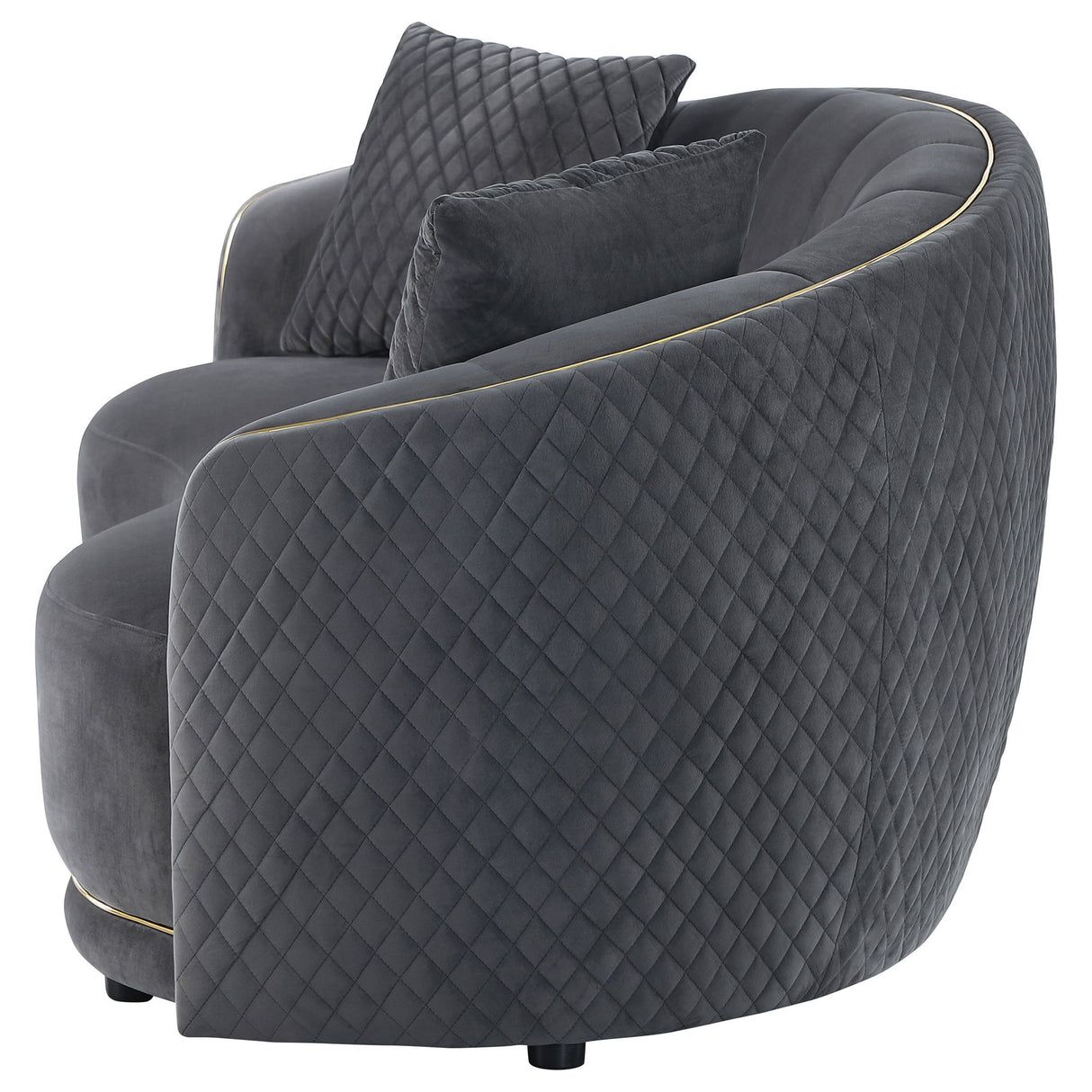 Lorraine - Upholstered Curved Loveseat - Dark Gray