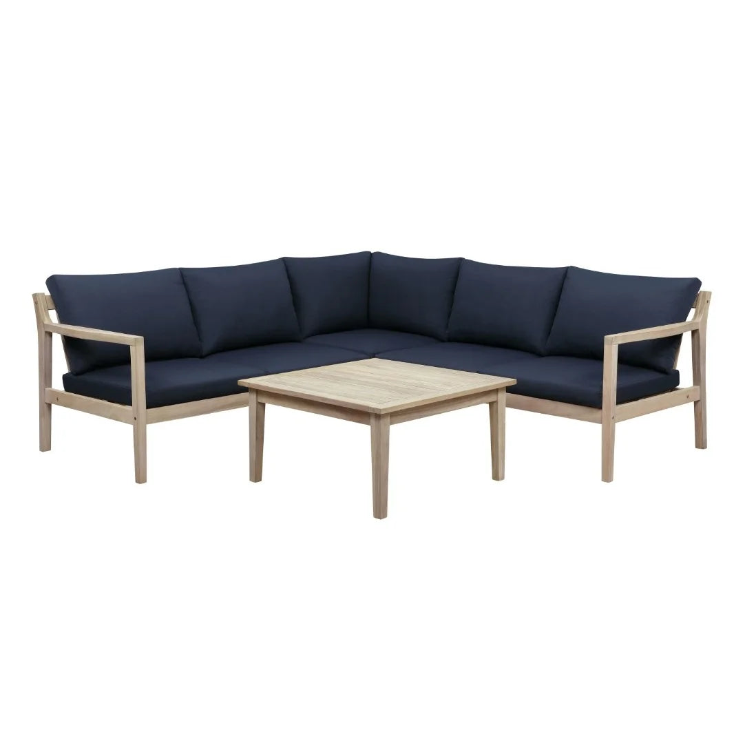 Linon Svana 4-Piece Navy/White Wash Fabric/Wood Outdoor Conversation Set