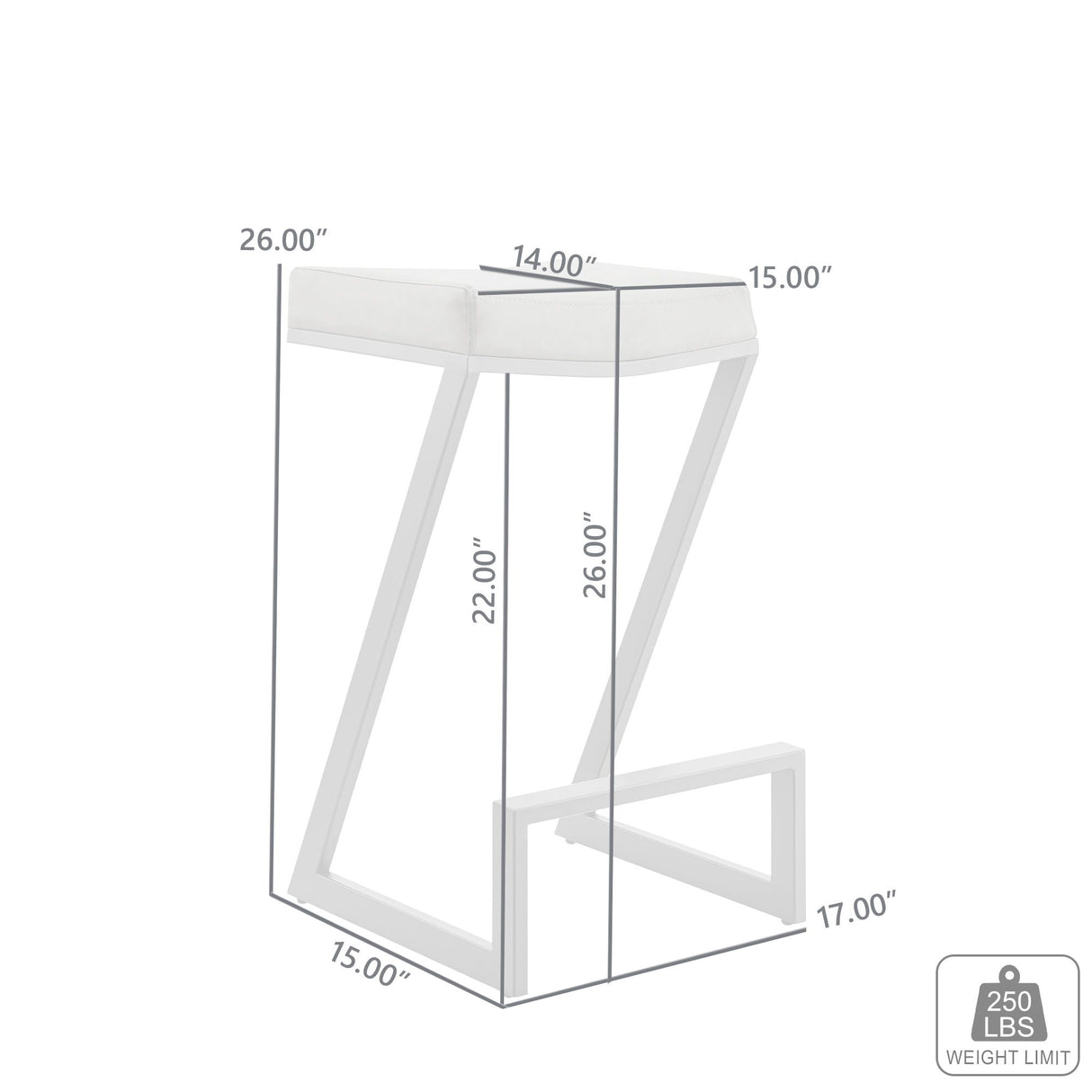 Atlantis - 26" Counter Height Backless Bar Stool - Black / Brushed