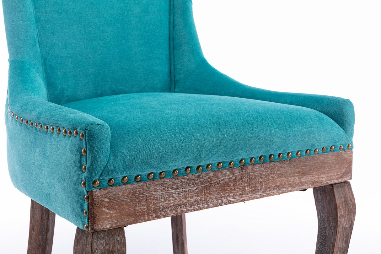 Ultra Side Dining Chair,Thickened Fabric Chairs With Neutrally Toned Solid Wood Legs, Bronze Nail Head (Set of 2) - Chair Sets - Alpine Outlets