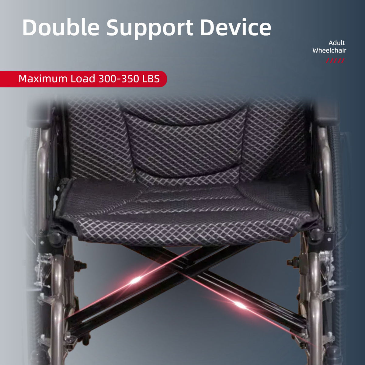 Heavy-Duty Manual Wheelchair For Adults With Double X Force Support
