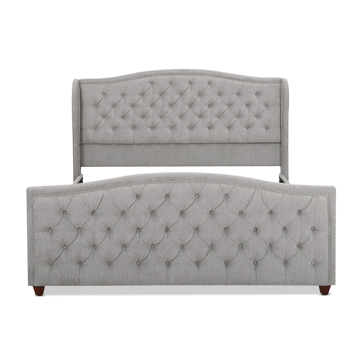 Marcella - King Upholstered Shelter Headboard Bed Set - Silver Gray