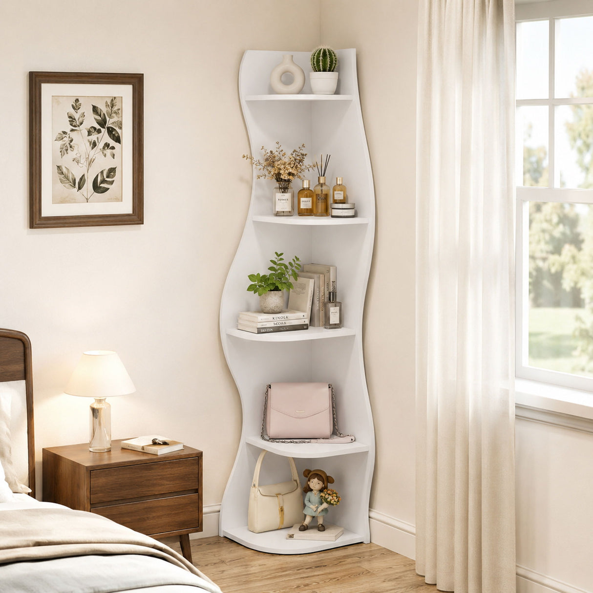 5 Tier S - Shaped Corner Shelf For Living Room