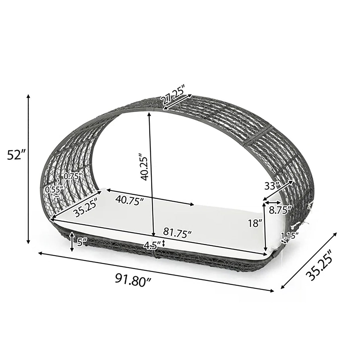 Abigal - Outdoor Wicker Daybed With Cushion