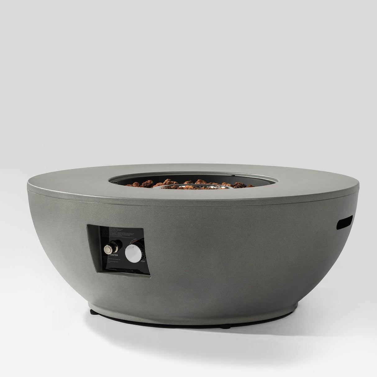 Propane Gas Fire Pit Table, 50000 Btu, Round With Tank Holder For Outside - Gray
