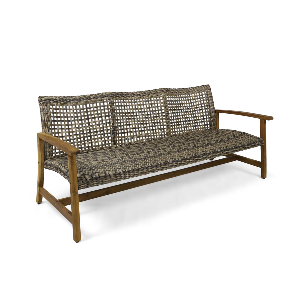 Outdoor 3 Seater Sofa With Rattan Cover - Natural / Gray