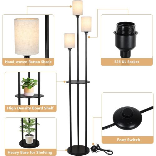 Modern Shelf Floor Lamp with 3 Lights