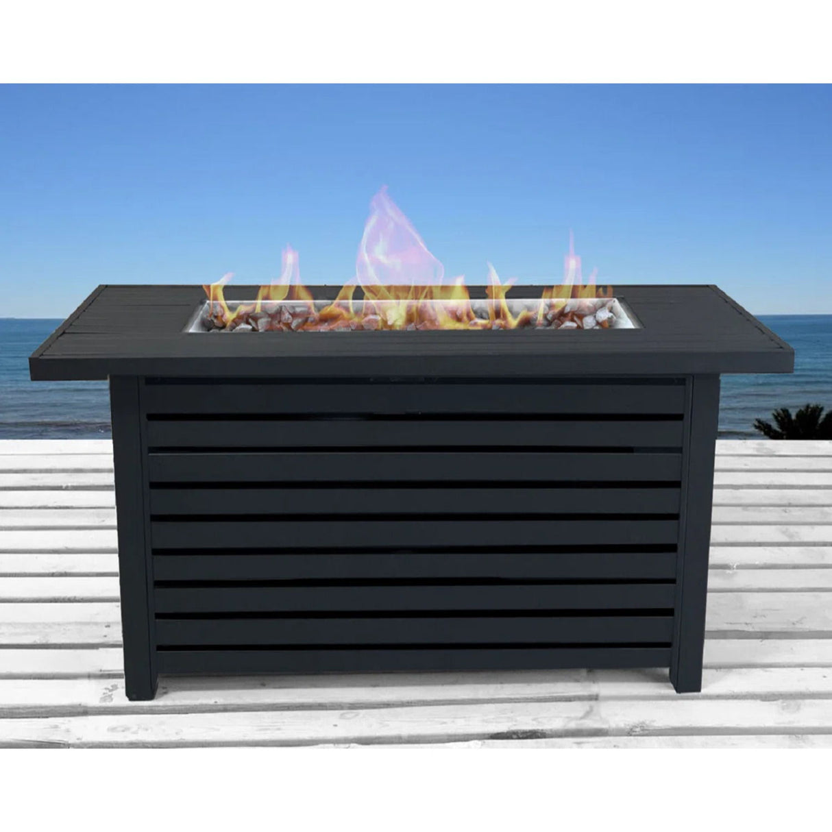 Propane Gas Outdoor Fire Pit Table with Lid Steel 50000 BTU 20x25in