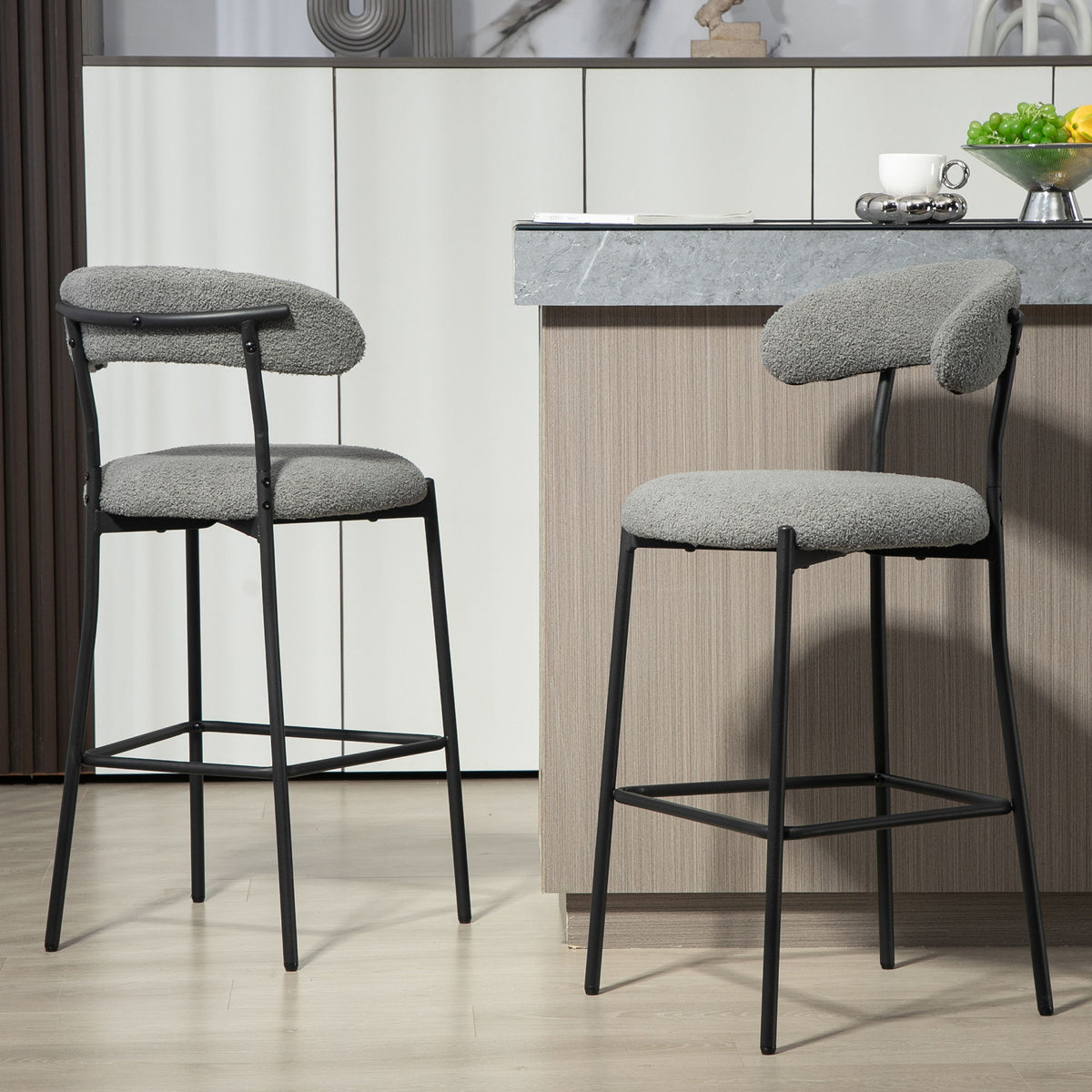 Counter Height Bar Stools With Powder Coating Base And Footrest